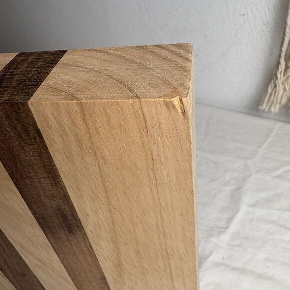 Ulu Chopping Bowl Board Medium Wood Stripe 8”x8” - Picture 9 of 16